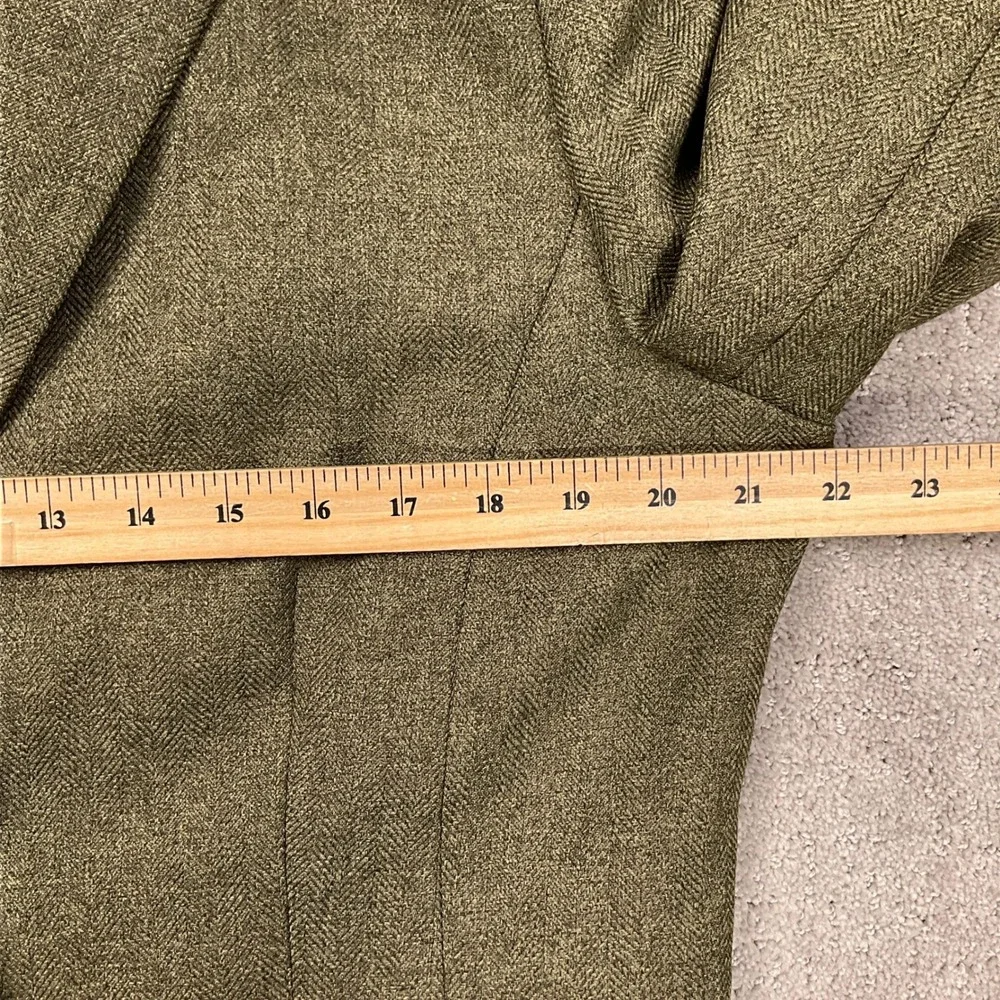 Le Suit Skirt Set Women 14 Olive Green Herringbone‎ Minimalist Career Structured